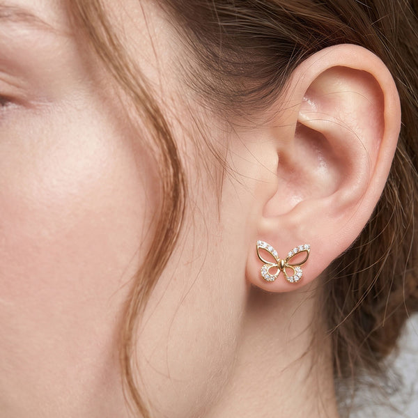 Hart - 14K Gold Dipped Cubic Zirconia Butterfly Stud Earrings