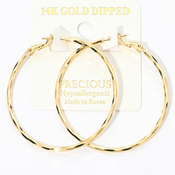 Kimora  - 14K Gold Dipped / White Gold Dipped Hypoallergenic Twist Hoop Earrings