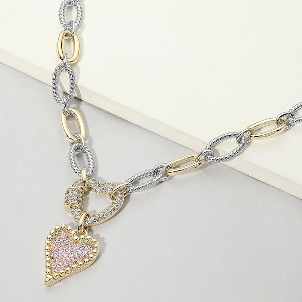 Alanna - 14K Gold Plated Cubic Zirconia Heart Pendant Necklace