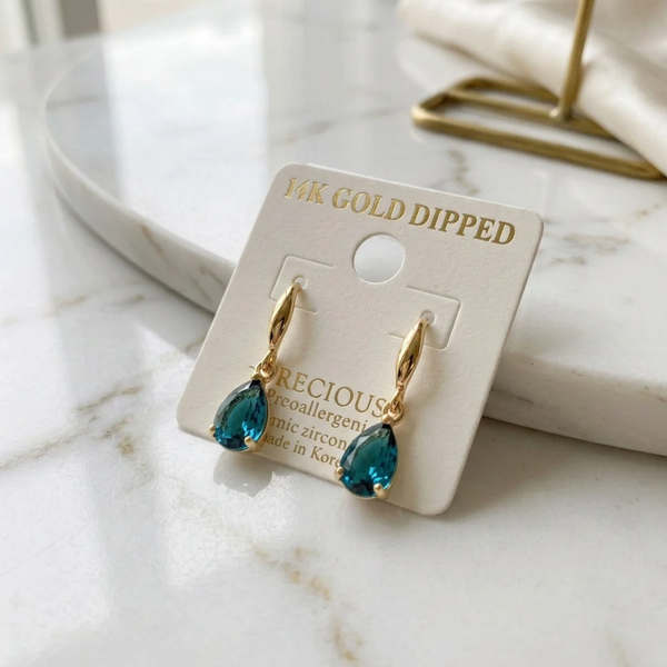 Dionne - 14K Gold Dipped Cubic Zirconia Teardrop Dangle Earrings