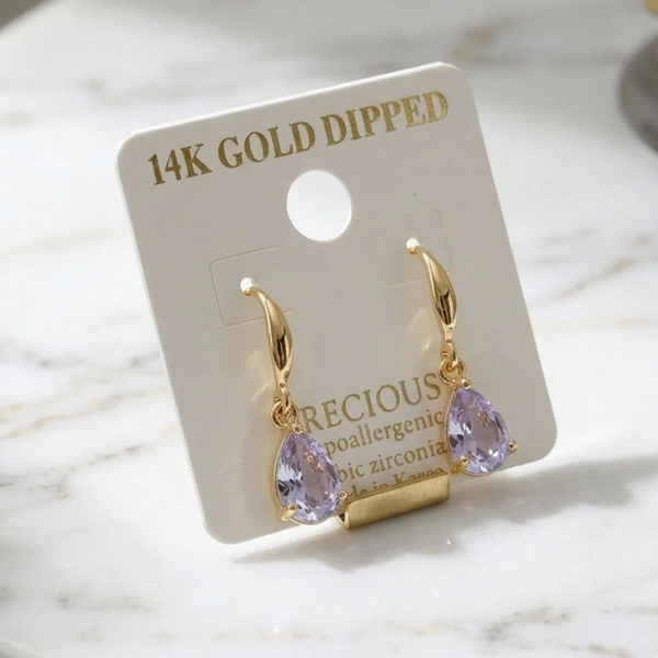 Dionne - 14K Gold Dipped Cubic Zirconia Teardrop Dangle Earrings