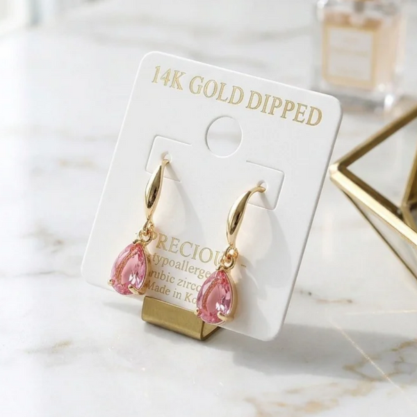 Dionne - 14K Gold Dipped Cubic Zirconia Teardrop Dangle Earrings