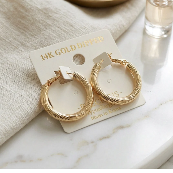 Meriah - 14K Gold Dipped Double Twisted Hoop Earrings