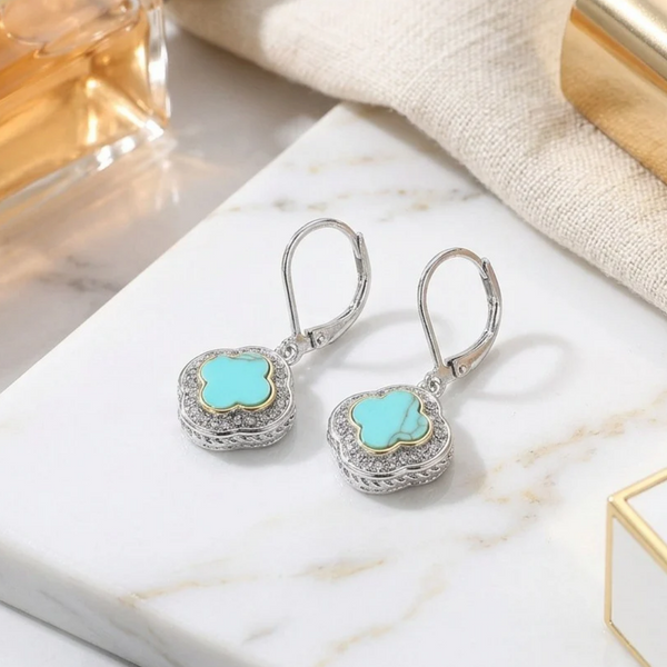 Pyper - 14K Gold Plated Cubic Zirconia Quatrefoil Charm Drop Earrings