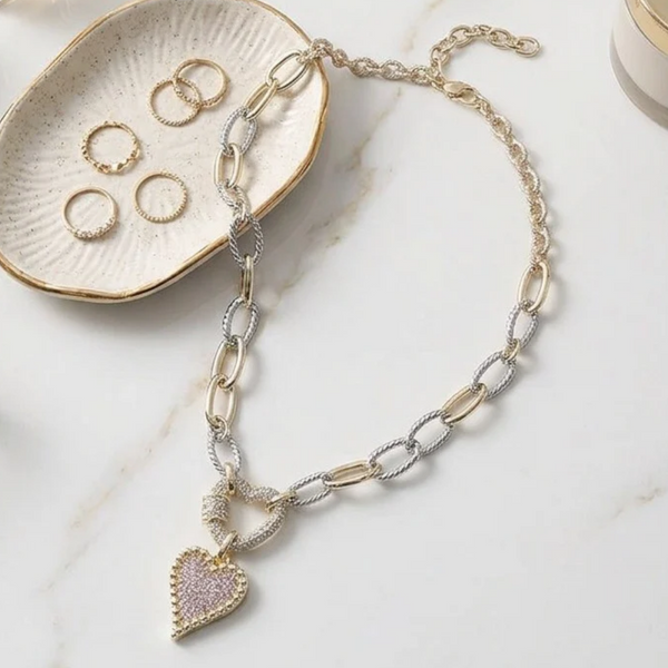 Alanna - 14K Gold Plated Cubic Zirconia Heart Pendant Necklace