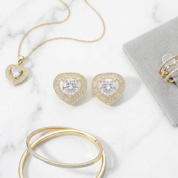 Milan - 14K Gold Plated Heart Stud Earrings