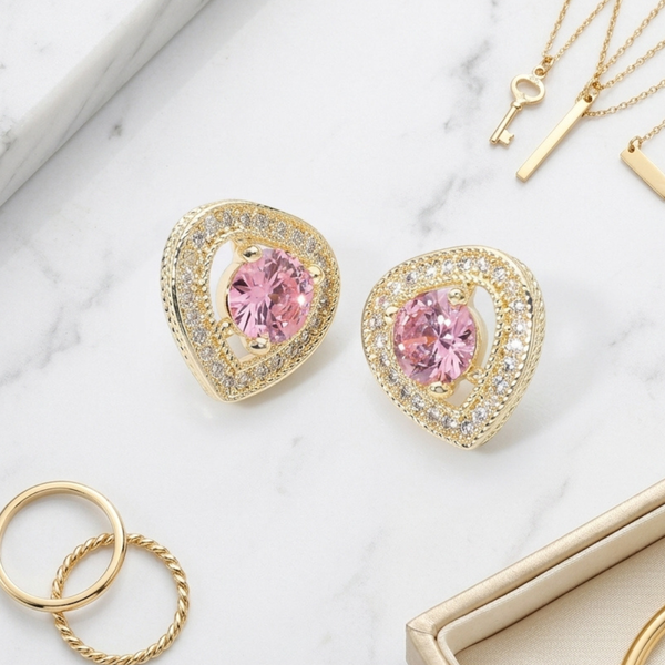 Milan - 14K Gold Plated Heart Stud Earrings