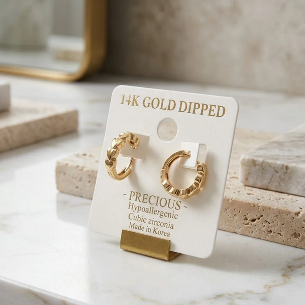 Maia - 14K Gold Dipped Heart Hoop Earrings