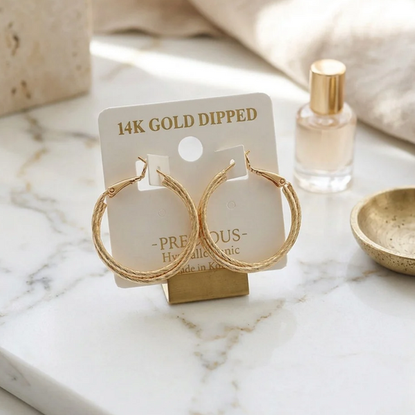 Odette - 14K Gold Dipped Double Twisted Hoop Earrings