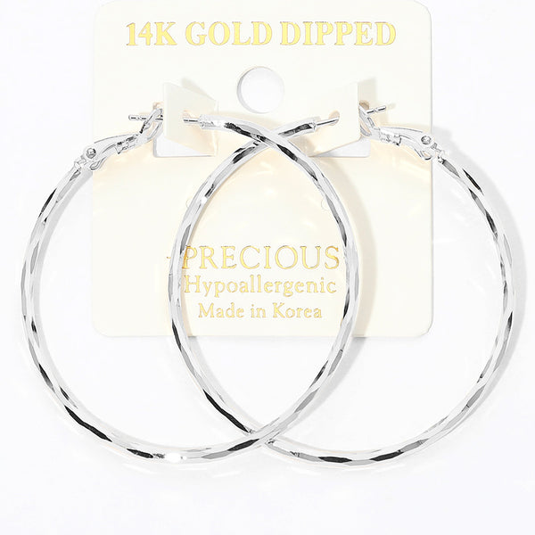 Kimora  - 14K Gold Dipped / White Gold Dipped Hypoallergenic Twist Hoop Earrings