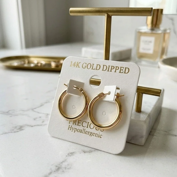 Kindra - 14K Gold Dipped Classic Hoop Earrings