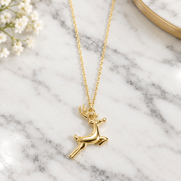 Harley - 18K Gold Dipped Reindeer Pendant Necklace