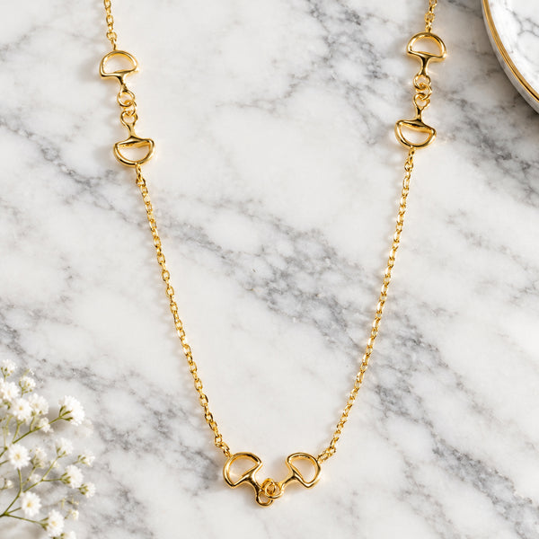 Allegra - 18K Gold Dipped Equestrian Horsebut Charm Necklace