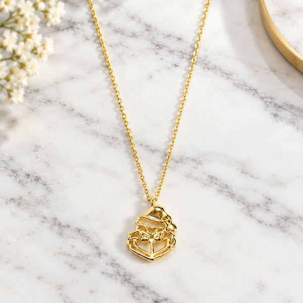 Journee - 18K Gold Dipped Grinch Santa Pendant Necklace