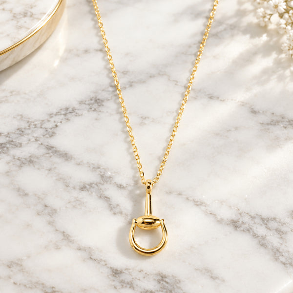 Liora - 18K Gold Dipped Equestrian Stirrup Pendant Necklace