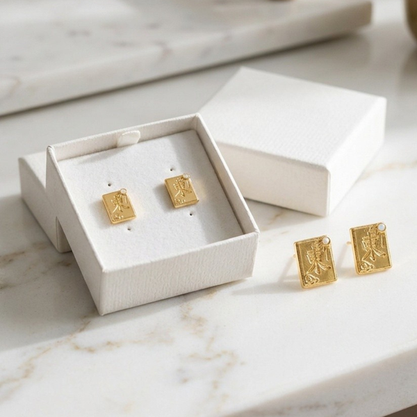 Deirdre - 18K Gold Dipped Mahjong Tile Stud Earrings