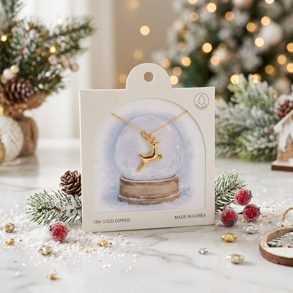Harley - 18K Gold Dipped Reindeer Pendant Necklace
