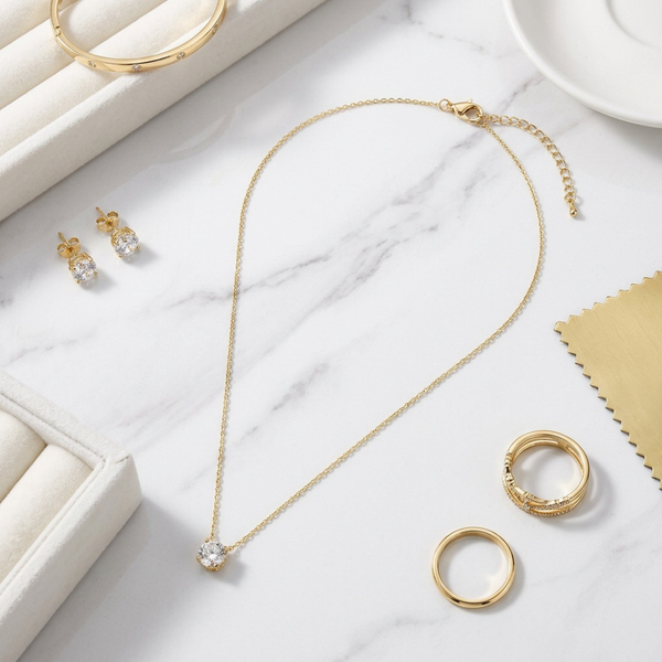 Aubrielle - 18K Gold Filled Round Solitaire Pendant Necklace