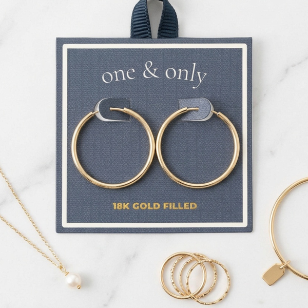 Evalina - 18K Gold Filled Classic Thin Hoop Earrings