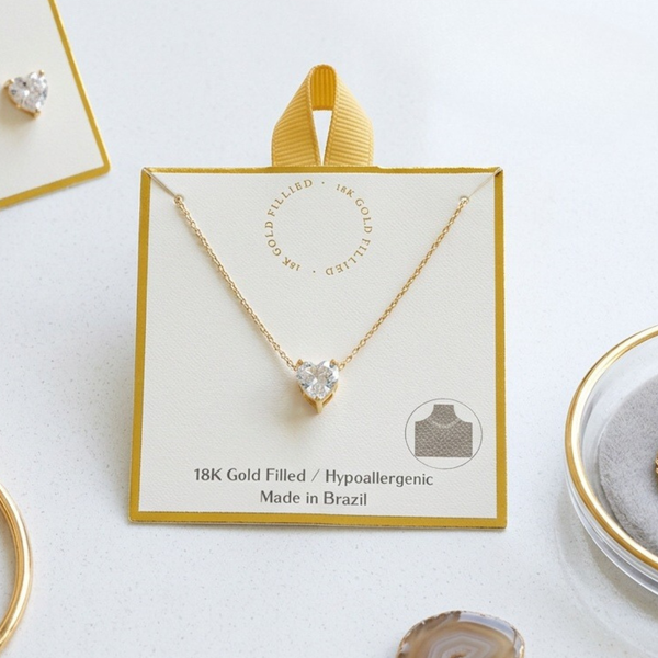 Isla - 18K Gold Filled Heart Solitaire Pendant Necklace