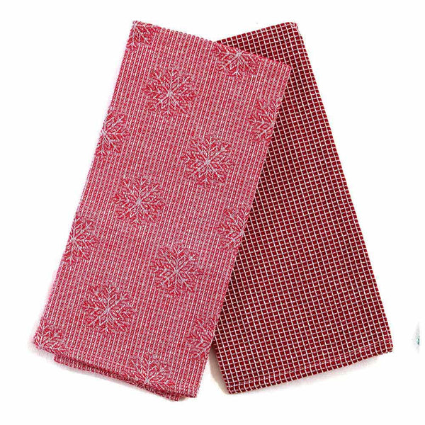 Elliana  - 2 PCS  Christmas Snowflake Pattern Waffle Kitchen Towel Set