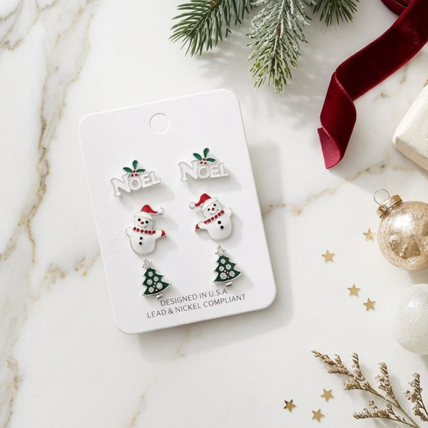 Gisele - Enamel Christmas Stud Earrings