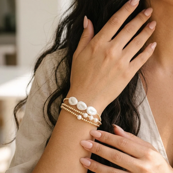 Mika - 3 PCS  Pearl Stretchable Multi Layered Bracelets