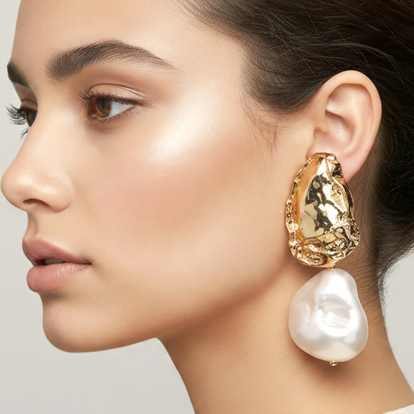 Acacia - Abstract Baroque Pearl Drop Statement Earrings