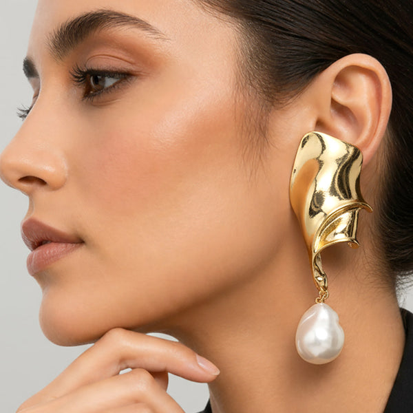 Katana - Abstract Sculptural Pearl Drop Statement Earrings