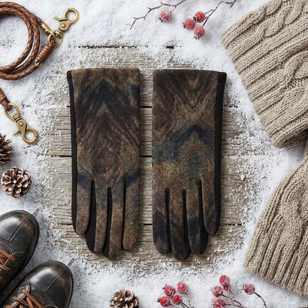 Brea - Abstract Pattern Print Smart Touch Gloves