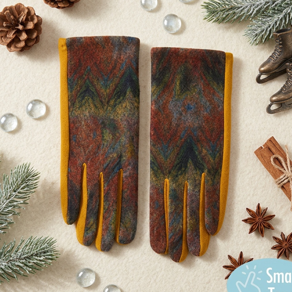 Brea - Abstract Pattern Print Smart Touch Gloves