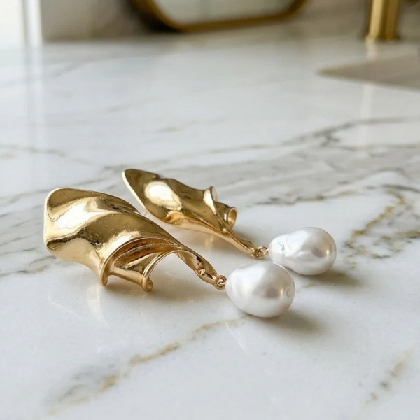 Katana - Abstract Sculptural Pearl Drop Statement Earrings
