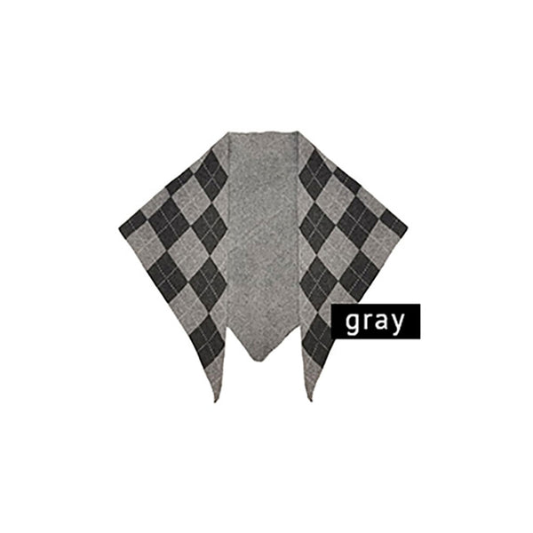 Mimi - Argyle Knitted Triangle Scarf Wrap