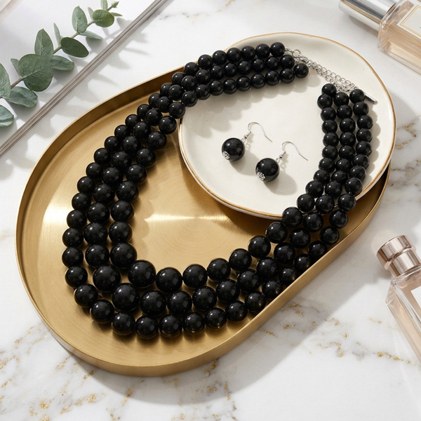 Wilde - Beaded Triple Layered Statement Necklace Set