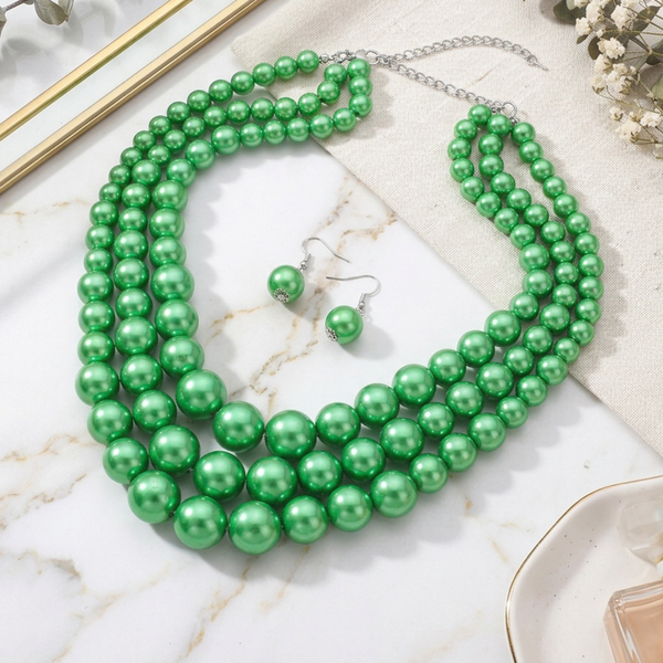 Wilde - Beaded Triple Layered Statement Necklace Set