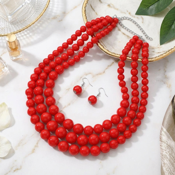 Wilde - Beaded Triple Layered Statement Necklace Set