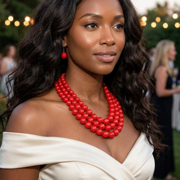 Wilde - Beaded Triple Layered Statement Necklace Set