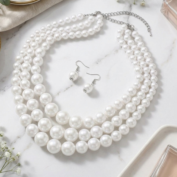 Wilde - Beaded Triple Layered Statement Necklace Set