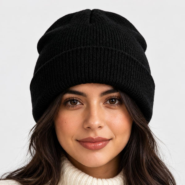 Maia  - Satin Lined Solid Knit Winter Beanie Hat
