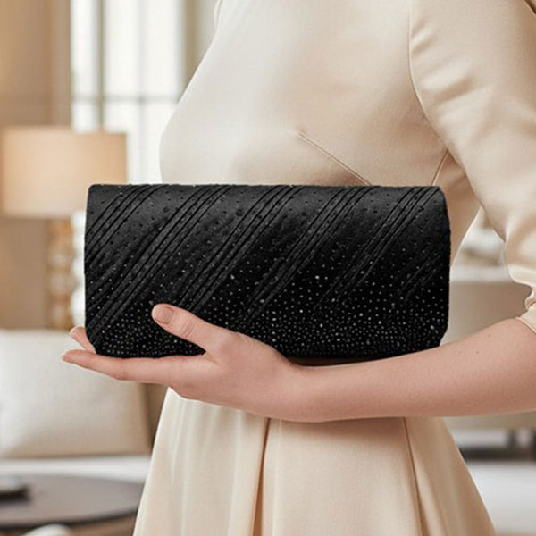 Matilda - Bling Studed Pleated Clutch Bag