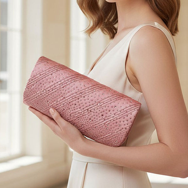Matilda - Bling Studed Pleated Clutch Bag