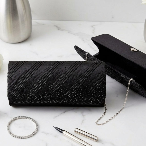 Matilda - Bling Studed Pleated Clutch Bag