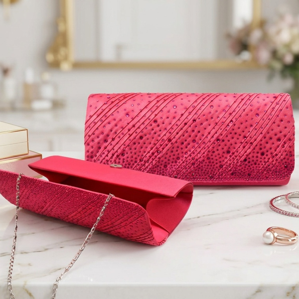 Matilda - Bling Studed Pleated Clutch Bag