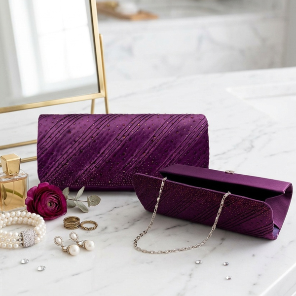 Matilda - Bling Studed Pleated Clutch Bag