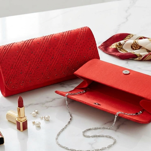 Matilda - Bling Studed Pleated Clutch Bag