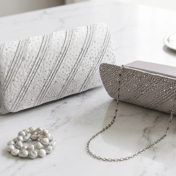 Matilda - Bling Studed Pleated Clutch Bag
