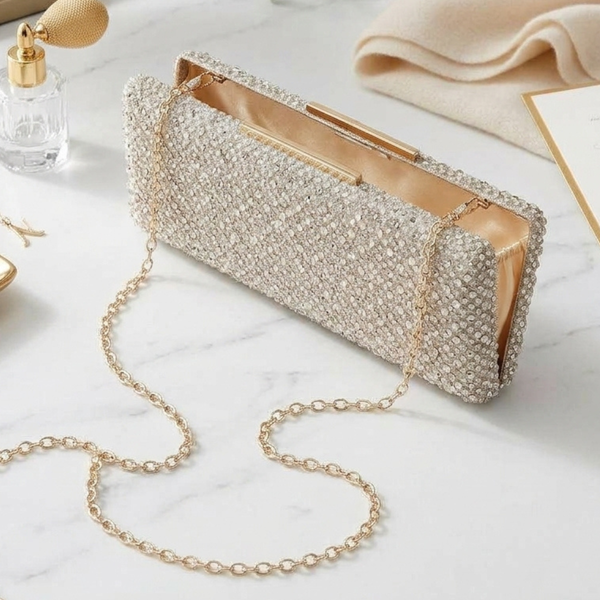 Brea -Studded Baguette Clutch Bag