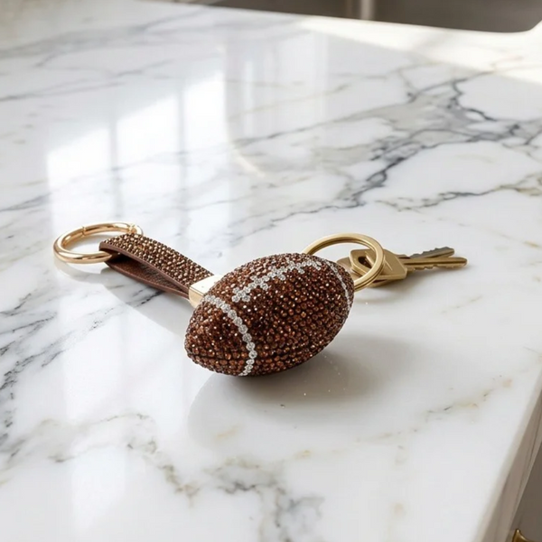 Trinity - Bling Studded Football Charm Bag / Keychain