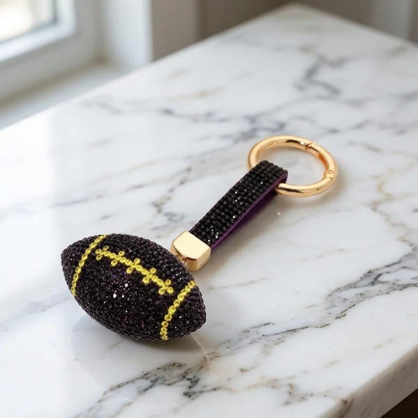 Trinity - Bling Studded Football Charm Bag / Keychain