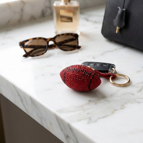 Trinity - Bling Studded Football Charm Bag / Keychain